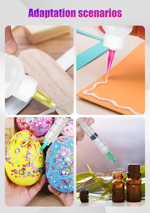 Glue Syringe Needle Tip Squeeze Bottles Set, 1ml-100ml with 14G-25G Blunt Needle Tip for Oil, Ink, and Art Crafts