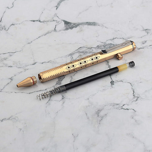 SMOOTHERPRO Solid Brass Bolt Action Pen, Compatible with Pilot G2 Refill, Hexagonal Six Edge Grip for Pocket Business