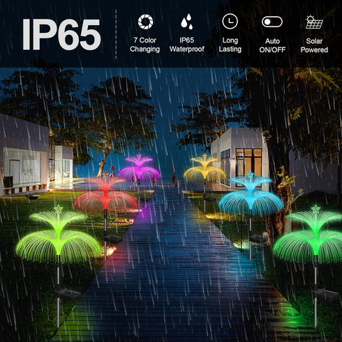 3 Pack 7 Weepong Solar Garden Lights New Upgraded Solar Lights Outdoor Waterproof Color Changing Double Jellyfish