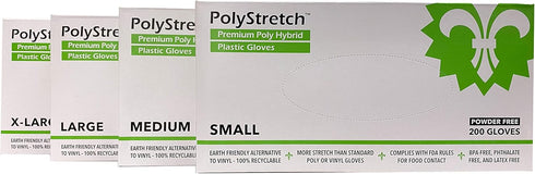 KingSeal PolyStretch TPE Hybrid Disposable Gloves, Powder-Free, Vinyl Substitute, Size Small
