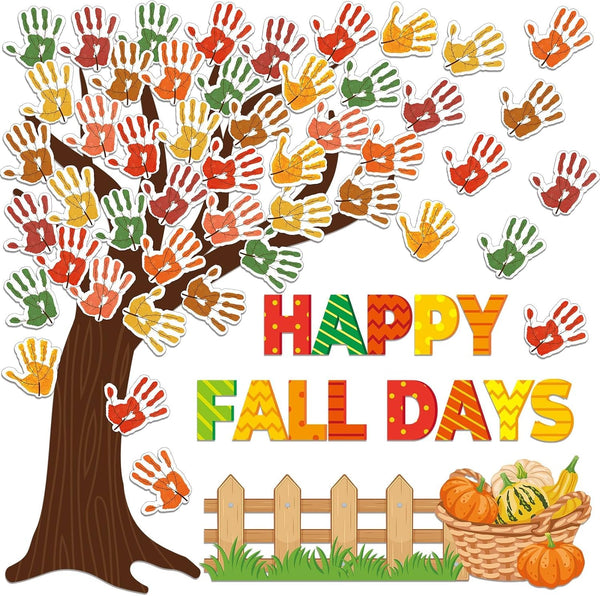 Fall Tree Bulletin Board Sets with Autumn Decorations, Happy Fall Cutouts for Thanksgiving Party Classroom