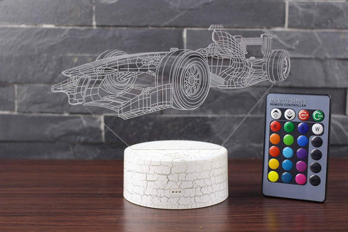 MARZIUS 3D 16 Race Sports Car Illusion Night Light Roadster-Shaped LED Table Lamp with Colors & Remote Control Gift