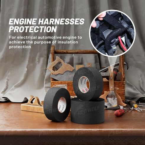 1 Inch 50 2 RED WOLF Wire Harness Cloth Tape x FT Electric Wiring Loom Harness Flexibility High Abrasion Resistance
