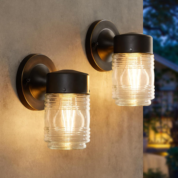 EJIAXIN 2 Pack Outdoor Wall Lantern, Exterior Waterproof Wall Sconce Light Fixtures,