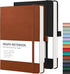 RETTACY Graph Paper Notebook 2-Pack, 192 Pages, Leather Hardcover, 5.7'' × 8.3'' (Black & Brown)