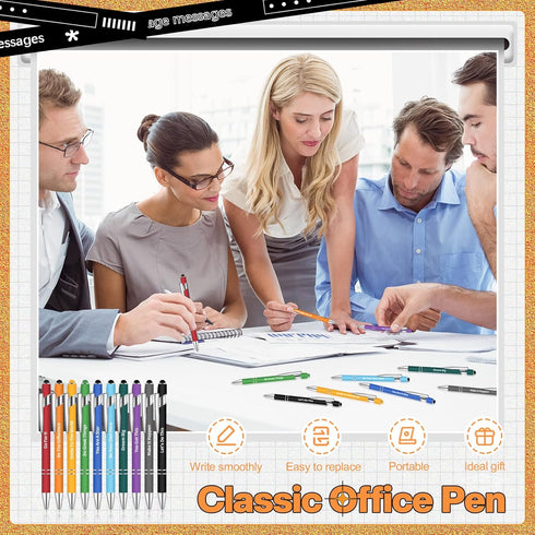Teling Black Ink Ballpoint Pens with Optimistic Quotes - 20 Pieces
