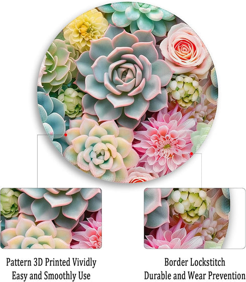 Gctriki Succulents Mouse Pad, Cute Small Mouse Pads for Desk, Botanical Round Travel Mousepad for Wireless Mouse Gaming