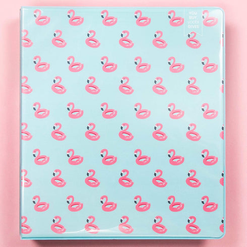 Yoobi | 1 Inch Binder - Blue Flamingo | Holds Up to 275 Sheets | 3 D-Ring Binder | 2 Interior Pockets | PVC Free | 11.5†x 1†x 10.5†by Yoobi