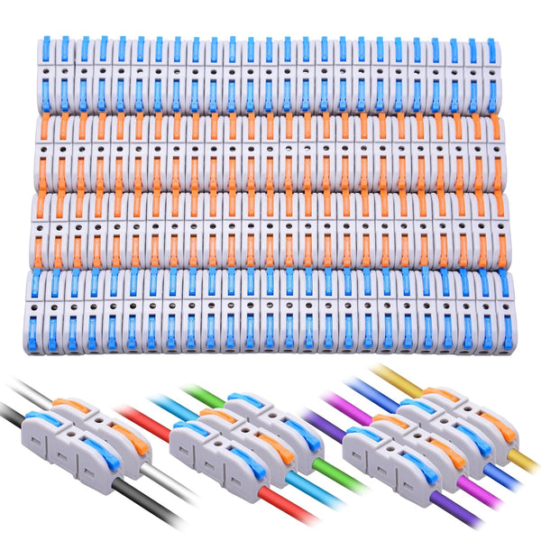 HTCELLE 100-Piece Lever Wire Connectors Kit for Quick Connect, Push in Compact Splicing Electrical Connectors