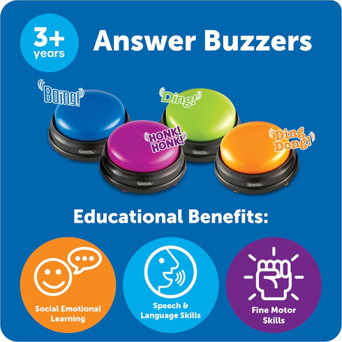 Learning Resources Answer Buzzers - Classroom Must Haves Supplies, Kids Toys, Sound Effect Button, Family Game Shows