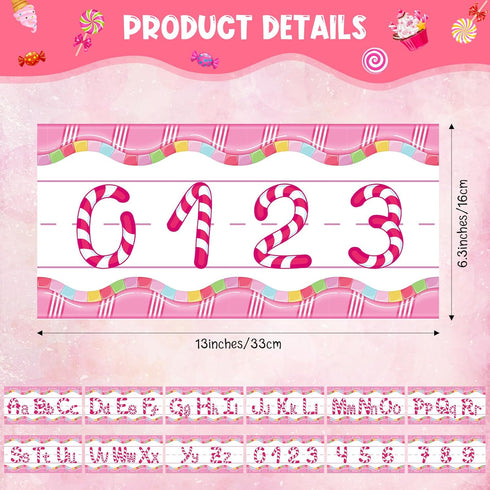 Outus 12 Pcs Candy Alphabet Bulletin Board Set Candyland Letter Cutout Alphabet Number Candy Classroom Decor Number Bulletin Board Set Nursery Home Preschool Kindergarten School Halloween Decor by Outus