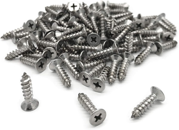 5 x 20mm Flat Head Phillips Drive Screws - Self Drilling 304 Stainless Steel Drywall Wood Screws (100Pcs)