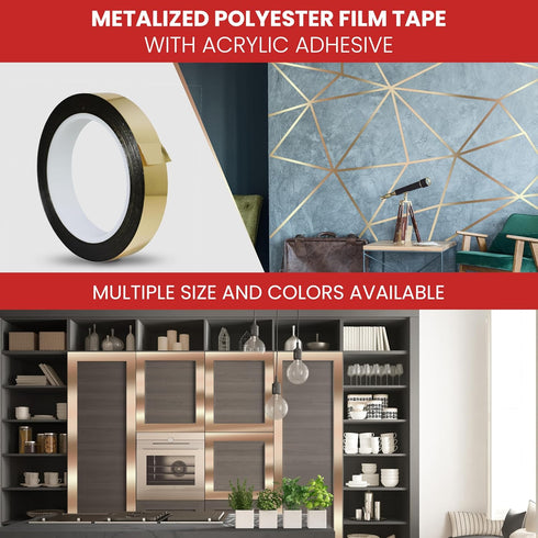 GGR Supplies T.R.U. MMYP-1 Mylar Metalized Polyester Film Tape, 72 Yards, Acrylic Adhesive (Red, 1/4 in.)
