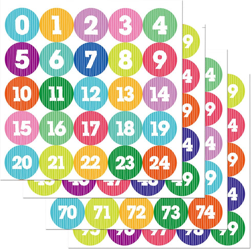 Youngever 1800 Pcs 0-99 Numbers Stickers, Stripe Design, Each Measures 1 inch Diameter for Office and Classroom