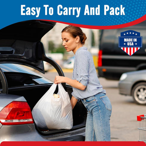 500 Pack (11.5x 6.5 21) Fuxury ( Plain White Plastic Bags with Handles for Small Business in Bulk, T Shirt Shopping Bag
