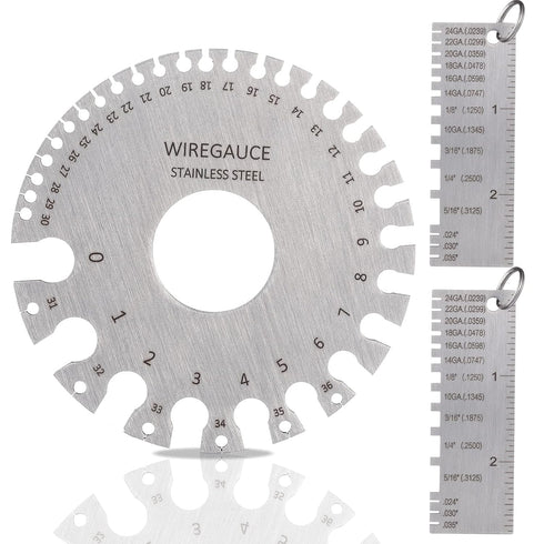 Metal Sheet Thickness Gauge & Dual-Sided Round Metal Sheet Gauge, Stainless Steel Wire Thickness Measurement Tool