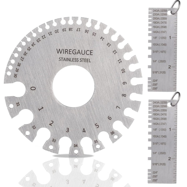 Metal Sheet Thickness Gauge & Dual-Sided Round Metal Sheet Gauge, Stainless Steel Wire Thickness Measurement Tool
