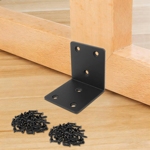 YIKORLO 30 Pack 1.5" 1.5" 90 Angle Brackets, x Black Heavy Duty Stainless Steel Corner Brace, L Shaped Shelf Bracket