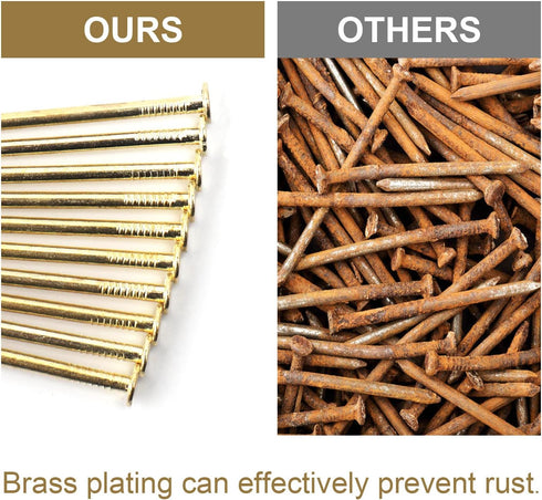 240pcs Brass Plated Wood Nails, 1-1/2” × 14 Ga for Hanging Wall Decor, Finishing, Picture Hanging, Wall, Roofing Nails