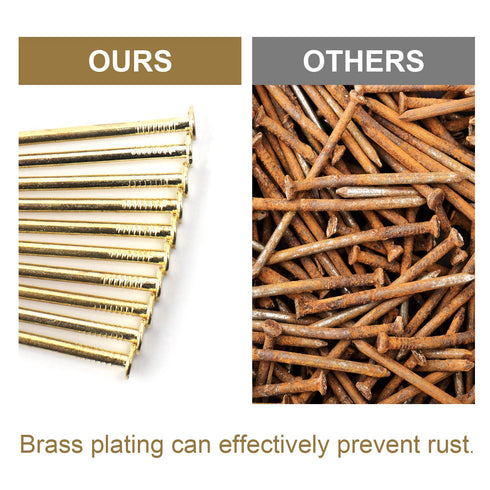 60pcs Gold Hardware Nails, 3 Inches Brass Plated Wall Nails for Hanging and Wood Projects