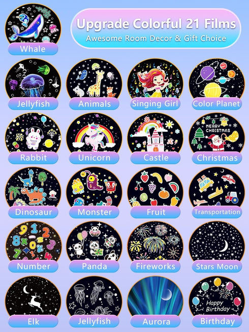 21 Sets 360 Kids Night Light Projector + of Films, Projector Night Light for Kids Bedroom, Ceiling, Star Galaxy