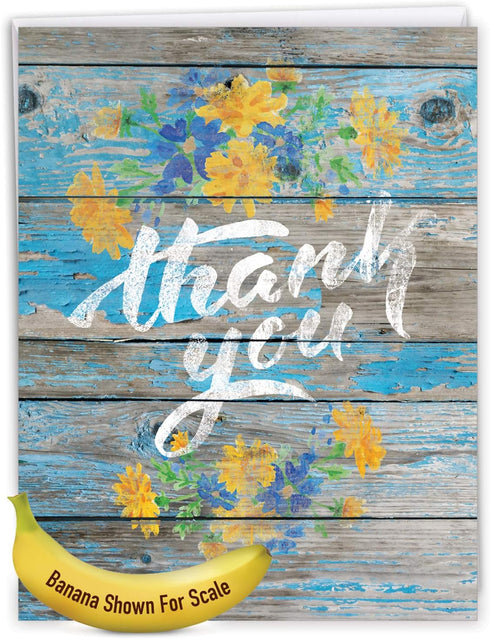 The Best Card Company - 1 Big Thank You Card from All of Us - Group Gratitude Notecard with Envelope - Driftwood