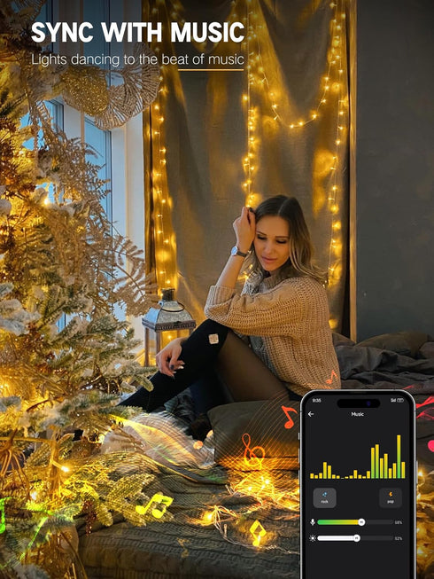 115FT 300 Dimmable BrizLabs Smart Christmas Lights, LED Fairy String Lights with App/Voice Control, Warm White