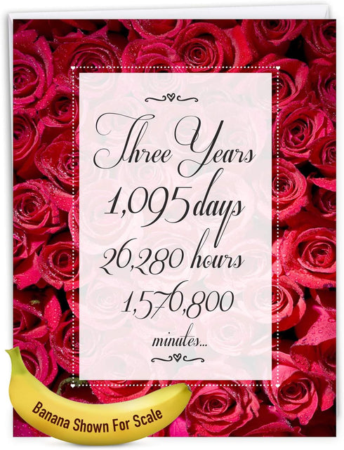 NobleWorks 3rd Wedding Milestone Anniversary Notecard Jumbo 8.5 x 11 - Marriage of 3 Years w/Envelope