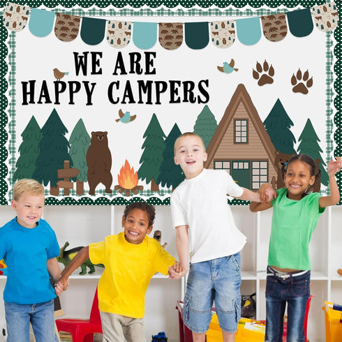Camping Bulletin Board Classroom Decorations Set Forest Camp Theme Woodland Animals Paper Cutouts