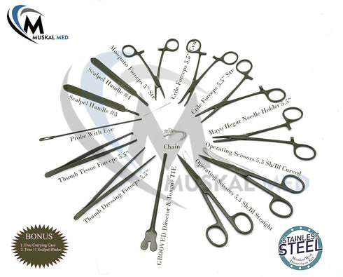 Advanced Dissection Kit, 24 Pieces, High Grade Stainless Steel Instruments for Anatomy, Biology, Medical Students