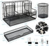 Desk Organizers Caddy with 7 Compartments + Pen Holder, Black Mesh Office Supplies Desktop Organizer