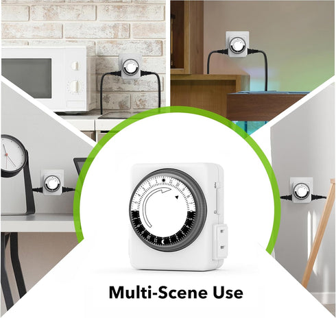 HBN Indoor Timers for Electrical Outlets, 24 Hour Mechanical Outlet Timer, Dual Outlets, Heavy Duty Daily Cycle