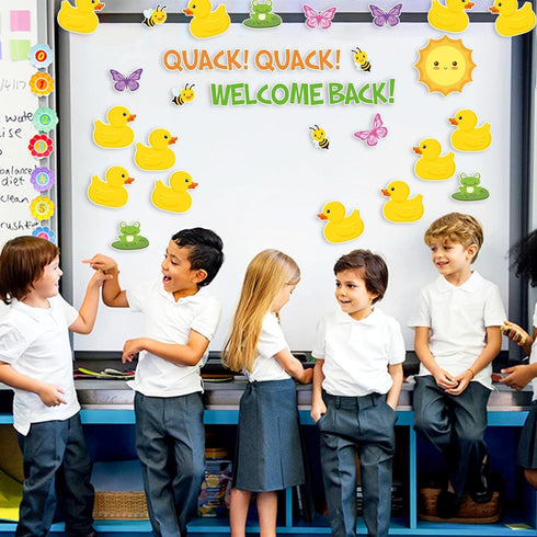 Back to School 59Pcs Duck Bulletin Board Cutouts, Classroom Decorations for First Day of School Duck Themed Party
