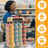 360 2 48 Counter Chip Rack Display Stand, Rotating Base Chip Bag Holder with Message Board, Tier Clips Snack Organizer