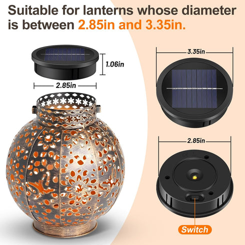 2 Pack 3.35in HELESIN Replacement Solar Light Parts, Lights Replacement Top,Waterproof Solar Light Inserts for Hanging