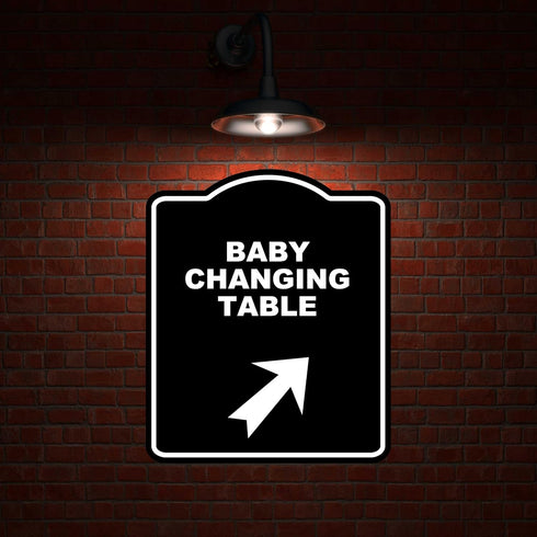 8.5 10 inches BABY CHANGING TABLE Black Sign Arrow Up Right Aluminum Composite Sign x