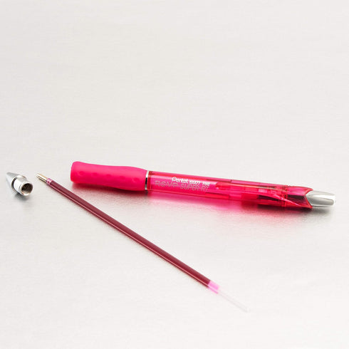Pentel RSVP Super RT Ballpoint Pen - 0.7mm Fine Line - Pink Ink - Pack of 12