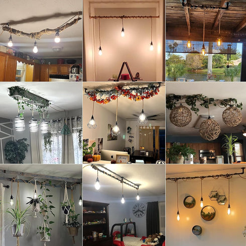 CAFULAM 3 Light Hemp Rope Plug in Pendant Light Rattan Hanging Lights with Plug in Cord with Woven Lamp Shade, Plug