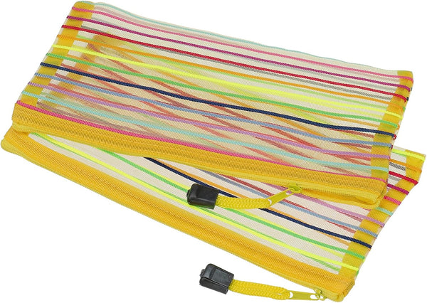 MECCANIXITY B6 Colorful Mesh Zipper Pouches, Pack of 6 Document File Bags Storage Organizer for Office Supply Travel