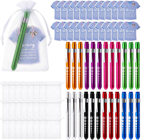 Lewtemi 24 Pack Penlight for Nurse Bulk LED Reusable Diagnostic Pen Light