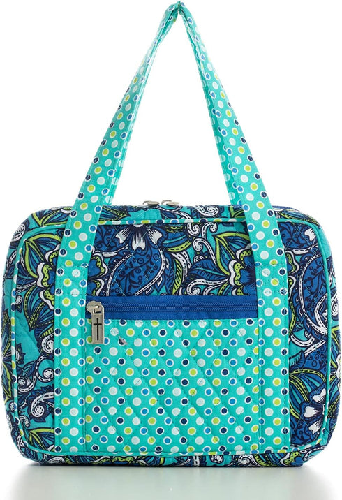 DIWI Large Quilted Bible Cover 10 X 7 X 2.75 Inches Blue Tote Good Book Case (L, C2 Morning Glory)