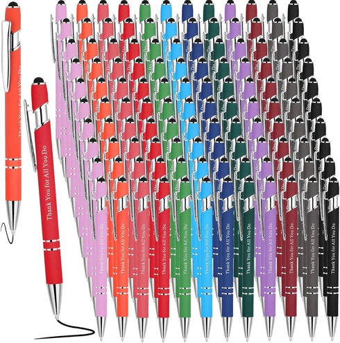 Seajan 60 Pcs Employee Appreciation Gift Pen Bulk Thank You Ballpoint Pen 2 in 1 Stylus for Men Women