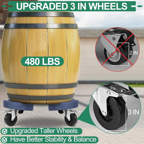 3 15-19 Inch 480 LBS 20, 32, 44, 55 1 Pack ToLanbbt Trash Can Dolly with in Upgraded Wheels, Adjustable Round Furniture