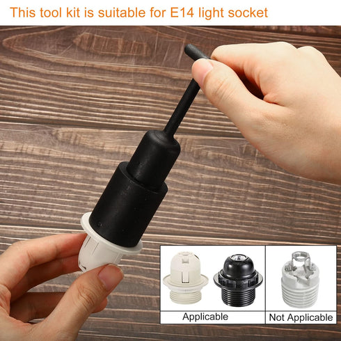MECCANIXITY E14 Socket Ring Removal Tool, T Type with Lamp Shade Socket Rings, Light Replacing Accessories