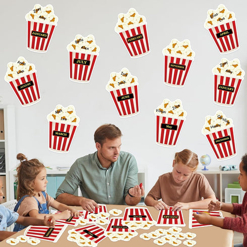 Loneliness 66PCS Popcorn Birthday Bulletin Board Set, DIY Photo Crafts Cutouts for Kindergarten Classroom Office Decor