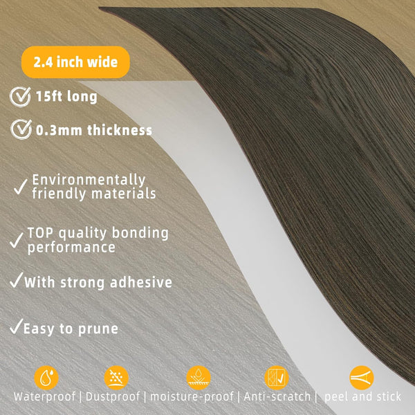 2.4 inch 15ft GSCIT Club Black Walnut Wallpaper, X Self Adhesive Wood Grain Repair Tape Walnut Repair Patch for Tables