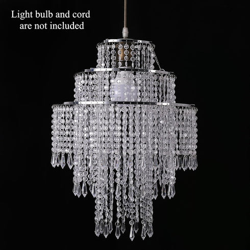 SEEYUAN 3 13.7''*H17.7'' Tiers Acrylic Chandeliers lamp Shade, Acrylic Beaded Chandelier,Pendant Ceiling Light Shade