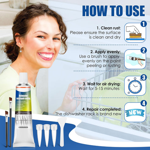 Avenuebool 1.7oz Dishwasher Rack Repair Coating, Grey Dishwasher Vinyl Rack Rust Touch Up Paint Kit, Insulation
