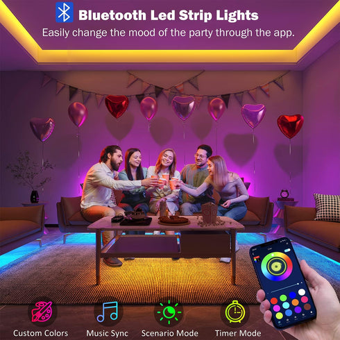 Leeleberd 65.6 5050 ft Led Lights for Bedroom, Bluetooth Smart APP Control RGB Color Changing Led Strip Lights