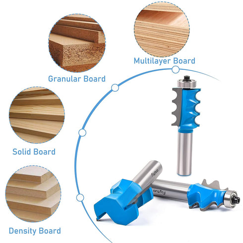 3PCS Set, 1/2" Architectural Molding Router Bit Shank, Corner Rounding & Edge-Forming for Woodworking Milling